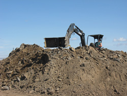 Excavation pile from dig-out of commercial building