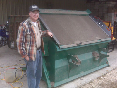 Donald Busby, Busby Apiaries, and his PVG-12V topsoil screener